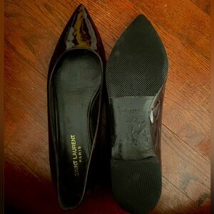 Saint Laurent Burgundy Pointed Flats